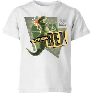 👉 Shirt XS unisex wit kinderen Toy Story Partysaurus Rex Kinder T-shirt - 98/104 (3-4 jaar) 5055936879294