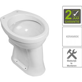 👉 Toiletpot wit keramiek vlakspoel staande staand toilet standaard BWS Verhoogd 6 PK 8719304326304