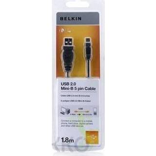👉 Belkin USB 2.0 A/Mini USB B, 1.8m 1.8m USB A Mini-USB B Mannelijk Mannelijk Zwart USB-kabel