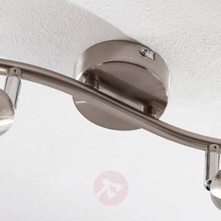 👉 Plafond lamp a+ wit albast warmwit glas 2-lamps LED plafondlamp Paulina, nikkelkleuren