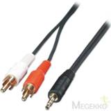 👉 Lindy 35681 2m 3.5mm 2 x RCA Zwart, Rood, Wit audio kabel