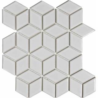 👉 Wit porselein Mozaïektegel The Mosaic Factory Paris Cubic 48x81 mm Glanzend 8719699052062