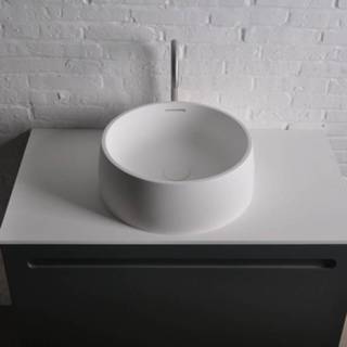 👉 Opbouw waskom wit Mat solid surface rond solidquod Ideavit 42x15 cm Inclusief Overloop 8719304433781