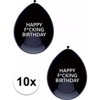 👉 Ballon zwarte volwassenen Fucking Birthday ballonnen brutaal 10x