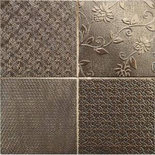 👉 Bruin keramiek vierkant wandtegel persrand mat patchwork Realonda Glint Oro 44,2x44,2