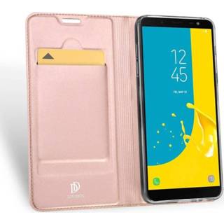 👉 Portemonnee bookwallet flip hoes goud roze kunstleer Dux Ducis pro serie slim wallet roze/goud voor de Samsung Galaxy J6 2018 669014995537