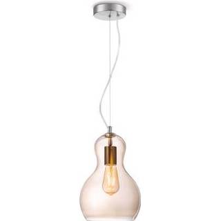 👉 Hanglamp staal glas traditioneel binnen plafond amber koper HOME SWEET bello Ø 21 cm 8718808093163