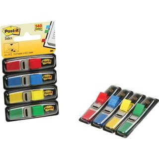 👉 Post-it Index Smal, ft 12 x 43 mm, blister met 4 kleuren, 35 tabs per kleur, + 2 blisters gratis