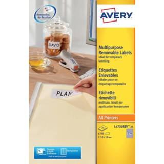 👉 Afneembaar etiket wit Avery L4730REV-25 afneembare etiketten ft 17,8 x 10 mm (b h), 6.750 etiketten, 5014702000775