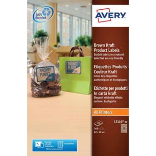 👉 Etiket Avery L7110-20 productetiketten ft 62 x 42 mm (b h), 360 etiketten, kraft 4004182051900