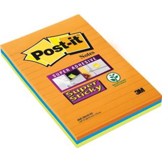 👉 Kubus Post-It Super Sticky Notes Kubus, 45 blaadjes, ft 76 x mm, geassorteerde kleuren, pak van 3