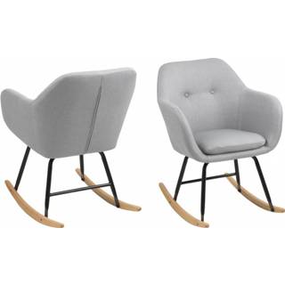 👉 Schommelstoel grijs bekleed met textiel 'Emilia' Textiel, kleur lichtgrijs 5705994873672