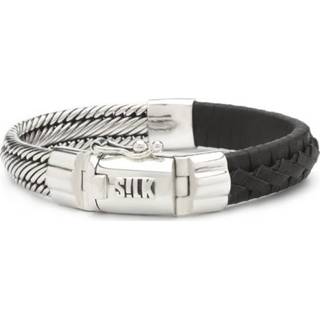👉 Armband zilver active Silk Jewellery 741BLK.19 leder-zilver ?Madonna' 19 cm 8719463014906