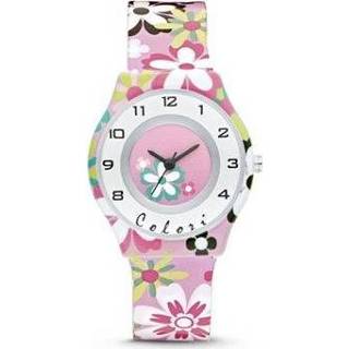 👉 Horloge roze kinderen voor Kids met Kleurrijke Bloemen van Colori Junior