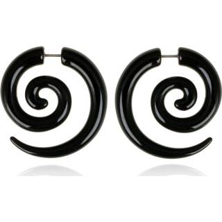 👉 Oorbel zwart mannen Tribal bone oorbellen Black Spiral 8719874515382