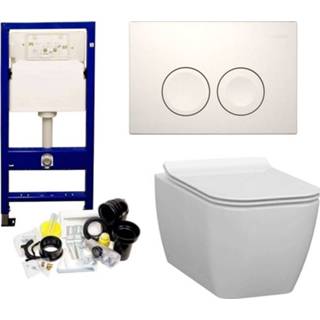 👉 Toiletset zwart rechthoek Geberit UP100 set34 Idevit Halley Vierkant Rimfree 36x52x30cm met Delta drukplaat 8719304306405