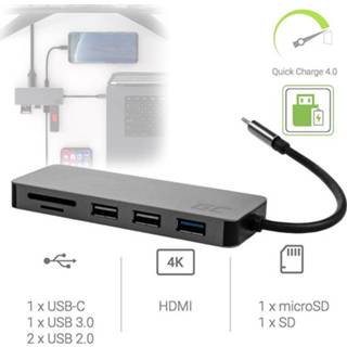 👉 Donkergroen Green Cell 7-in-1 USB-C Hub Adapter - QC 4.0, PD, Samsung Dex, 4K, SD, microSD 5902719429309