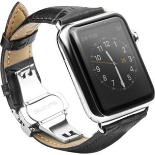 👉 Watch leder zwart Apple Series 1/2/3 Qialino Polsband - 42mm 5712579715821