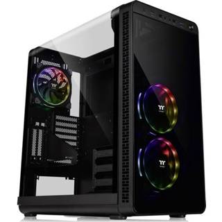 Stoffilter zwart Midi-tower PC-behuizing Thermaltake View 37 RGB Plus 3 voorgeïnstalleerde LED-ventilators, Zijvenster, Stoffilter, LCS-compatibel, Harde schijf 4711246872158