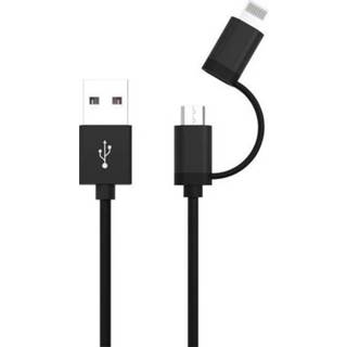 👉 Zwart Ansmann iPad/iPhone Datakabel/Laadkabel [1x USB-A 2.0 stekker - 1x Micro-USB-stekker, Apple dock-stekker Lightning] 1.2 m 4013674131259