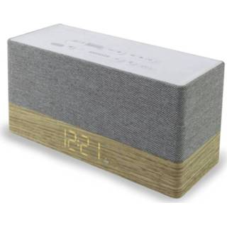 👉 Wekkerradio grijs hout SoundMaster UR620 FM AUX, Bluetooth Accu laadfunctie Hout, 4005425009351