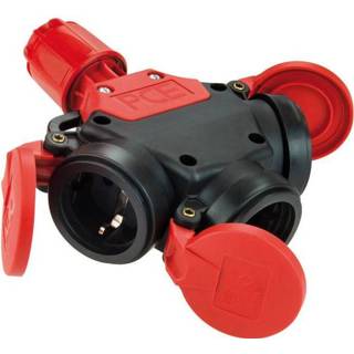 👉 Koppeling zwart rood rubber PCE 253642-S 3-voudige 230 V Zwart, IP44 9003399398476