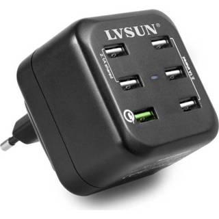 👉 Thuislader USB-oplader LVSUN Fast LS-6USQ (Thuislader) Uitgangsstroom (max.) 12900 mA 6 x USB, USB 3.0 bus A Qualcomm Quick Charge 2.0 4260029481372