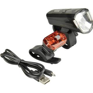 👉 Fietsverlichting set zwart Fietsverlichtingsset LED (Ã©Ã©n kleur) Fischer Fahrrad 85344 werkt op een accu 4008153853449