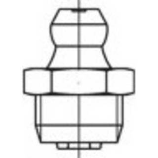 👉 Smeernippel TOOLCRAFT DIN 71412 A 4 vorm A-M conische smeernippel, kort, met zeskant, kegelkop recht/axiaal, kegelschroefdraad, Afmeting: AM 10 x 1 SW11 (25 stuks) N/A 4053199659524