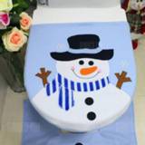 👉 Blauw Deep Sky Blue Christmas Decorations Snowman Toilet Set Home
