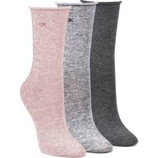 👉 Sock vrouwen blauw Calvin Klein 3 stuks Emma Roll Top Crew Socks * Gratis verzending