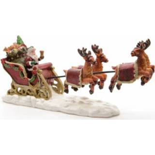 👉 Kerstdorp kunststof multikleur figuurtjes kerstman in slee 8718758896661
