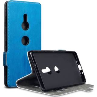 Portemonnee blauw lichtblauw kunstleer slim fit hoes Qubits wallet voor de Sony Xperia XZ3 5053102834498