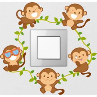 👉 Muursticker nederlands kinderen Kinderkamer schakelaar apen