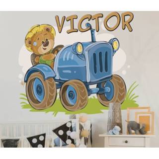 👉 Muursticker nederlands kinderen Kinderkamer tractor gepersonaliseerd met naam