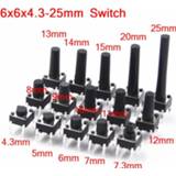 👉 Switch 6x6mm Panel PCB Momentary Tactile Tact Mini Push Button DIP 4pin 6x6x4.3/5/6/7.3-25 MM 6*6*4.3MM 5MM 6MM 7MM 8MM - 25MM