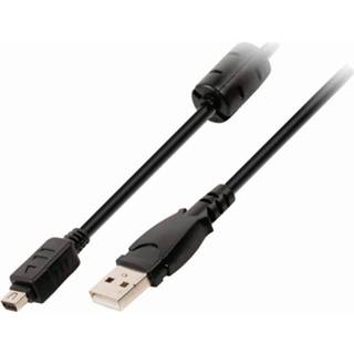 👉 Zwart active Datakabel voor Olympus Camera, 12-pins, USB-A Male, 2m