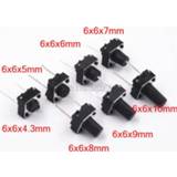 👉 Switch 20Pcs Tactile Momentary Tact 6x64.3/5/6/7/8/9/10mm 6*6*4.3mm 5mm 6mm 7mm 8mm 9mm 10mm Middle pin 2pins