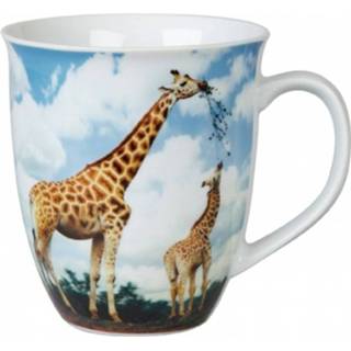 👉 Set van 2x stuks giraffe thema koffie/drink mokken/bekers 400 ml - Keramiek