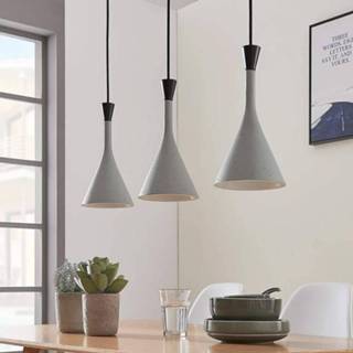 👉 Hanglamp beton grijs polyresine a++ Flynn voor de eettafel met drie lampen