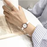 👉 Watch wit leather small vrouwen Simple dial women white ulzzang luxury brand quartz female clock retro watches vintage ladies wristwatches