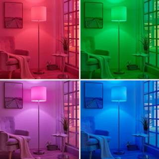 👉 Vloer lamp a+ warmwit + multicolour wit stof LED vloerlamp Everly van stof, app-gestuurd, RGB