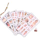 👉 Kladblok meisjes 6 Sheets/set Girl Dolls Sticker Clothes Diary Scrapbook Calendar Notebook Label Decoration Stationery