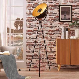 👉 Tripod metaal a++ zwart Zwart-gouden vloerlamp Meline