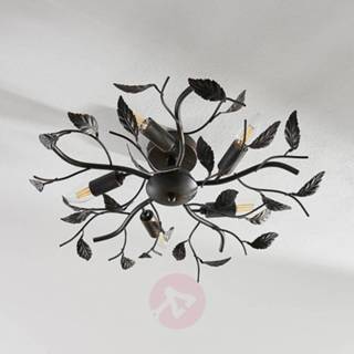 👉 Plafond lamp a++ zwart goud geborsteld metaal Decoratieve plafondlamp Yos, bladversiering