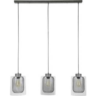 👉 Hanglamp glas zilver metaal Oud Roxy 3LxØ20 raster 100 cm breed -
