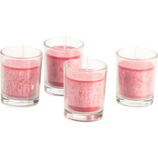 👉 Kaars glas roze in glas, 4-dlg. set, Ø 5,5 × h 6,5 cm 4260146447497