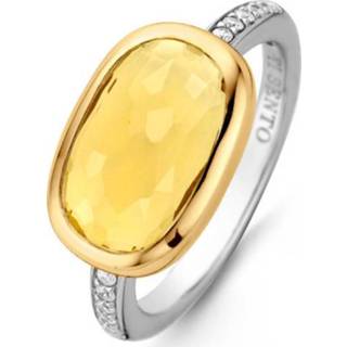 👉 Ti Sento 12139TY ring verguld met gele zirkonia Maat 50 is 16 mm