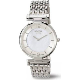 👉 Horloge titanium vierkant quartz wit active zilverkleurig saffierglas vrouwen Boccia 3238-03 4040066217239