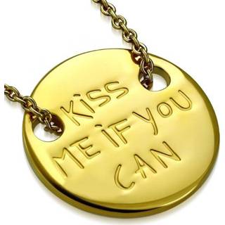 👉 Hanger edelstaal active goudkleurig Ronde ?Kiss me if you can? van